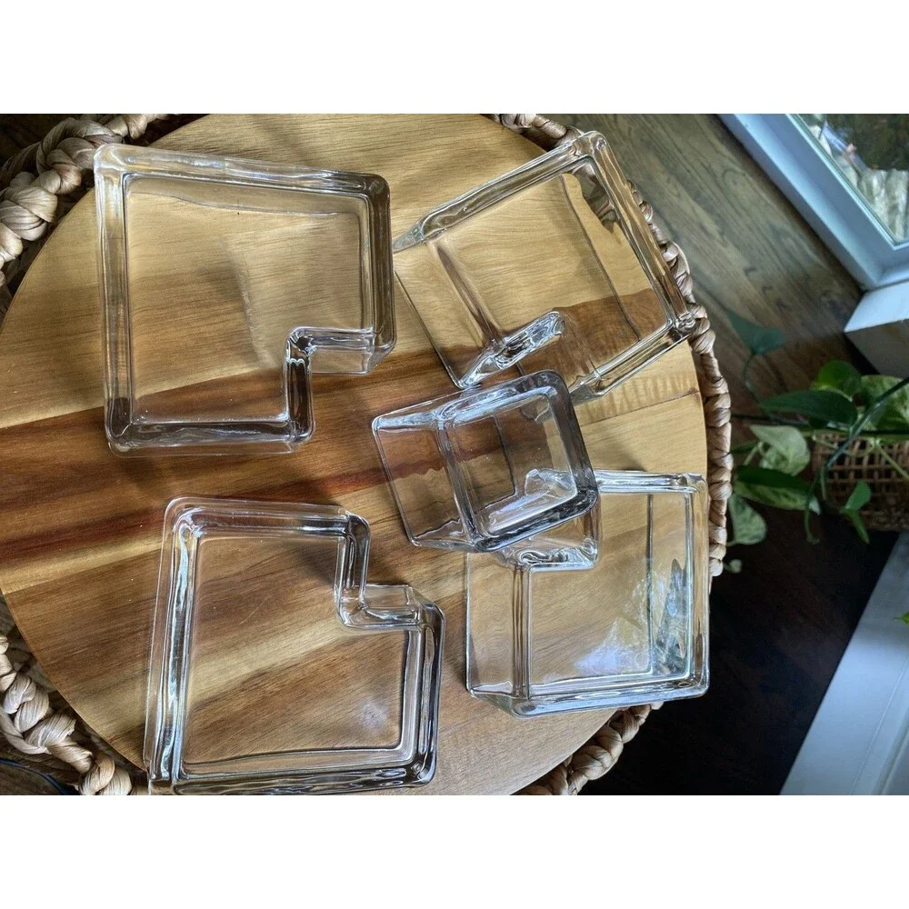 Red Envelope Square Cubist Appetizer & Hors d'Oeuvres Serving Tray 9 1/2”